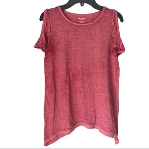 Arizona Girls red heathered cold shoulder tee